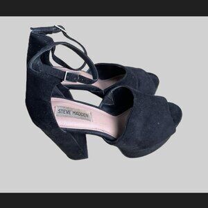 Steve Madden Black Faux‑Suede Block Heels